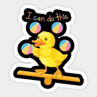 Funny cute duck juggling Sticker